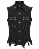 Devil Fashion Mens Apocalyptic Goth Punk Cut Off Biker Waistcoat Vest Top Black