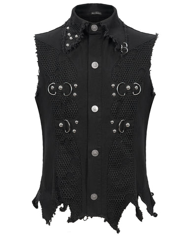 Devil Fashion Burnout Mens Apocalyptic Punk Cut Off Waistcoat Vest