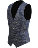 Punk Rave Alcazar Mens Waistcoat Vest - Blue Damask