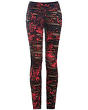Punk Rave Corrosion Womens Shredded Dieselpunk Leggings - Black & Red