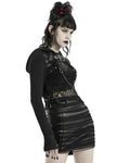 Punk Rave Serpentine Womens Cyberpunk Hooded Bolero - Black