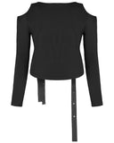 Punk Rave Plus Size Apocalyptic Gothic T Shirt Top Black Shredded Straps Grunge