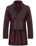 Devil Fashion Stokerton Mens Regency Gothic Tailcoat Jacket - Red