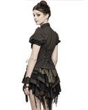 Devil Fashion Ottensia Womens Steampunk Shirt - Black & Brown Stripe