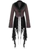 Devil Fashion Womens Gothic Lace Hem Tail Coat Blazer Jacket Red Black Steampunk