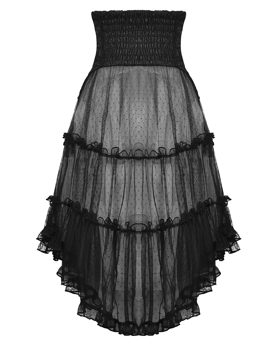 Dark In Love Gothic Lace Mesh Open Front Corset Skirt – Violent - Main Image