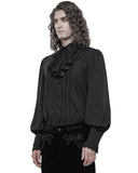 Punk Rave Mens Gothic Regency Shirt Top Black Jabot Cravat Tie Steampunk Vampire