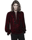 Punk Rave Balthasar Mens Velvet Gothic Vampire Poet Shirt - Red & Black