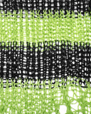 Punk Rave Womens Shredded Broken Knit Sweater Top - Black & Green Stripe