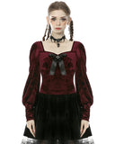 Dark In Love Nightingales Rose Gothic Court Top - Red Velvet