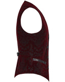 Punk Rave Alcazar Mens Waistcoat Vest - Red Damask