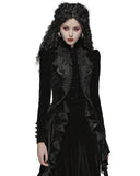 Punk Rave Vesperina Womens Gothic Velvet Riding Jacket - Black