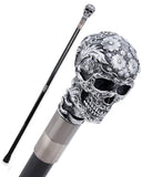 Penny Dreadful Gothic Steampunk Engraved Floral Skull Swaggering Cane