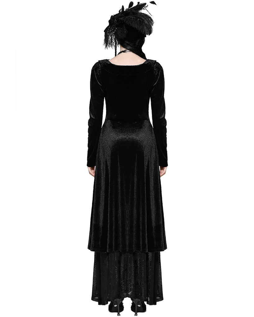 Dark In Love Long Gothic Velvet & Cobweb Lace Batwing Maxi Dress Violent Delights Dark In Love Long Gothic Velvet & Cobweb Lace Batwing Maxi Dress Violent Delights