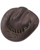 Devil Fashion Mens Apocalyptic Steampunk Bullet Fedora Hat - Brown