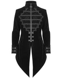 Devil Fashion Mens Regency Gothic Aristocrat Tailed Velvet Jacket - Black