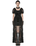 Dark In Love Womens Long Romantic Gothic Velvet & Lace Petals Dress