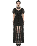 Dark In Love Womens Long Romantic Gothic Velvet & Lace Petals Dress