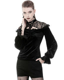 Dark In Love Fateless Gothic Velvet & Lace Top