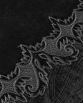 Devil Fashion Mens Long Gothic Victorian Damask Velvet Coat - Black