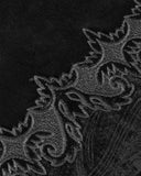 Devil Fashion Mens Long Gothic Victorian Damask Velvet Coat - Black