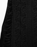 Punk Rave Womens Baroque Gothic Rose Embroidered Velvet Fishtail Skirt - Black