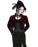 Dark In Love Elegant Gothic Vampire Velvet Bolero Shrug - Red & Black