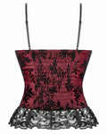Dark In Love Womens Elegant Gothic Flocked Ivy Cami Corset Top - Red & Black