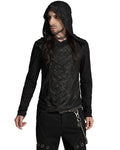 Punk Rave Mens Apocalyptic Punk Broken Knit Patchwork Hooded Top