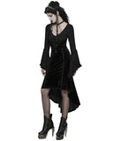 Punk Rave Womens Dark Gothic Velvet Applique Fishtail Dress