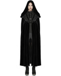 Punk Rave Womens Long Gothic Velvet & Lace Hooded Cloak