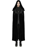 Punk Rave Womens Long Gothic Velvet & Lace Hooded Cloak