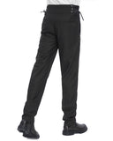 Devil Fashion Mens Tennyson Striped Gothic Lacing Dress Pants - Black