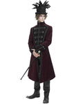 Devil Fashion Mens Eldermyst Long Gothic Overcoat - Red Chenille