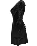 Punk Rave Womens Gothic Velvet Mini Dress With Oversize Embellished Collar - Black