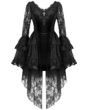Dark In Love Womens Gothic Velvet & Lace Embroidered Crucifix Dress