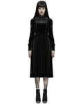 Punk Rave Womens Gothic Lace Applique Velvet Mourning Dress