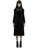 Punk Rave Womens Gothic Lace Applique Velvet Mourning Dress