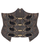 Devil Fashion Womens Steampunk Waist Cincher Corset Belt - Brown