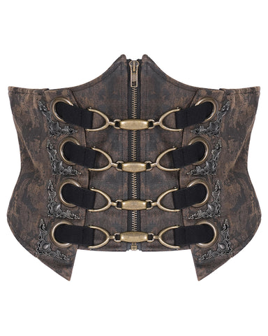 Devil Fashion Womens Steampunk Waist Cincher Corset Belt - Brown