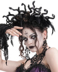 Eva Lady Womens Dark Medusa Gothic Feathered Snake Tiara Fascinator