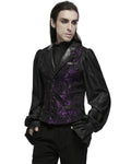 Punk Rave Mens Dark Gothic Skull Jacquard Waistcoat Vest Top Purple & Black