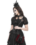 Devil Fashion Womens Gothic Crucifix Lace Applique Handbag - Red Velvet