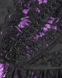Devil Fashion Womens Gorgeous Gothic Embellished Lace Party Prom Dress - Purple & Black
