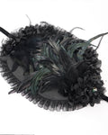 Eva Lady Womens Dark Gothic Lolita Burlesque Feathered Rose Bonnet Hat Black