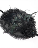 Eva Lady Womens Dark Gothic Lolita Feathered Rose Bonnet Hat