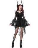Dark In Love Womens Gothic Velvet & Lace Embroidered Crucifix Dress