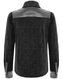 Devil Fashion Mens Baroque Gothic Flocked Velvet & Faux Leather Dress Shirt