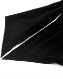 Dark In Love Womens Gothic Velvet & Jacquard Faux Two-Piece Tail Coat Frock Jacket - Black & Red