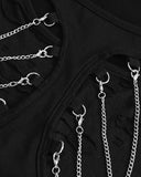 Devil Fashion Womens Dark Punk Chained T-Shirt Top